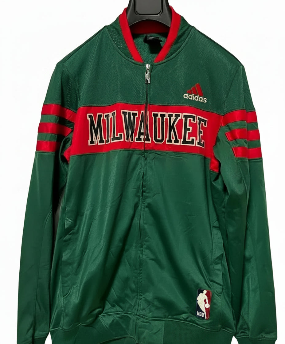 Vintage Adidas Milwaukee Bucks Full Zip Track Jacket Green/Red NBA