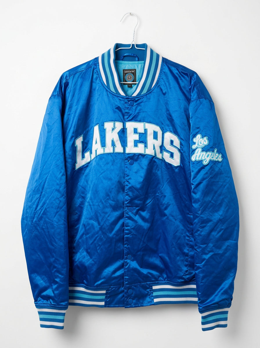 Adidas Originals Los Angeles Lakers Satin Bomber Jacket Blue NBA