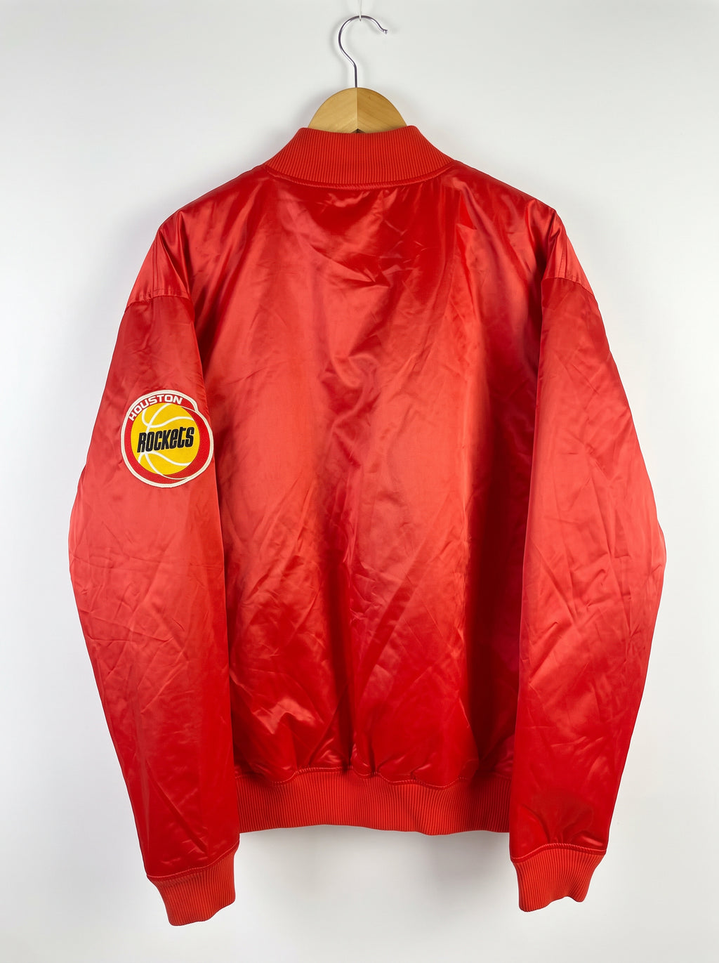 Vintage Adidas Originals Houston Rockets Satin Bomber Jacket Red NBA