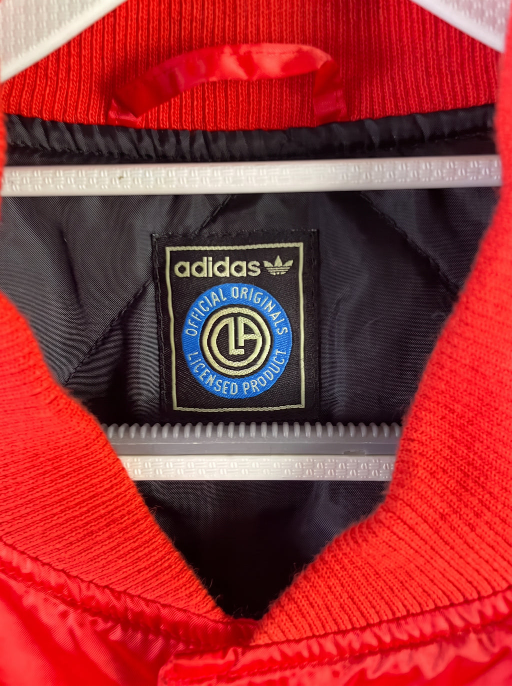 Vintage Adidas Originals Houston Rockets Satin Bomber Jacket Red NBA