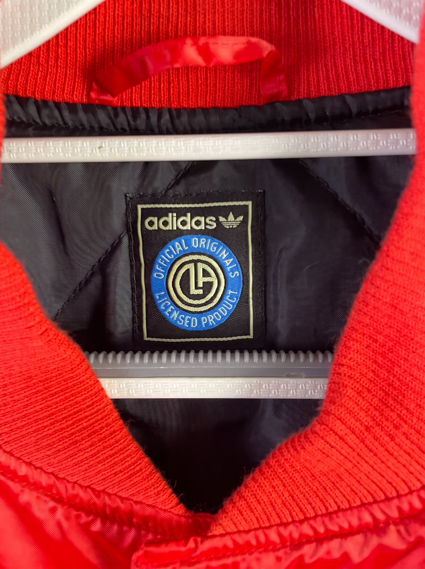 Vintage Adidas Originals Houston Rockets Satin Bomber Jacket Red NBA