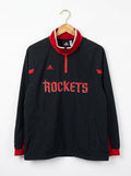 Vintage Adidas Houston Rockets 1/4 Zip Pullover Jacket Black Red NBA