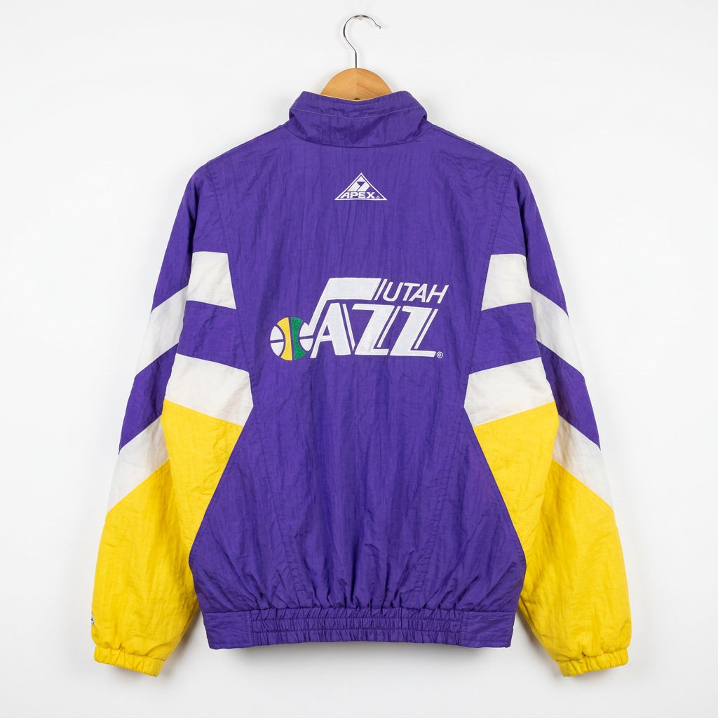 Vintage 1990s Apex One Utah Jazz NBA Pullover Jacket Purple Yellow