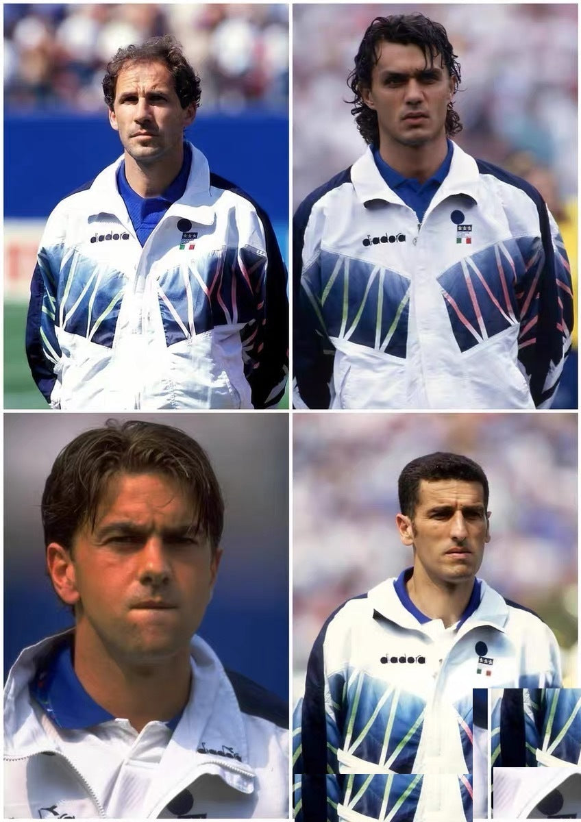 Vintage 1994 Italy National Team Diadora Track Jacket World Cup FIGC White Blue