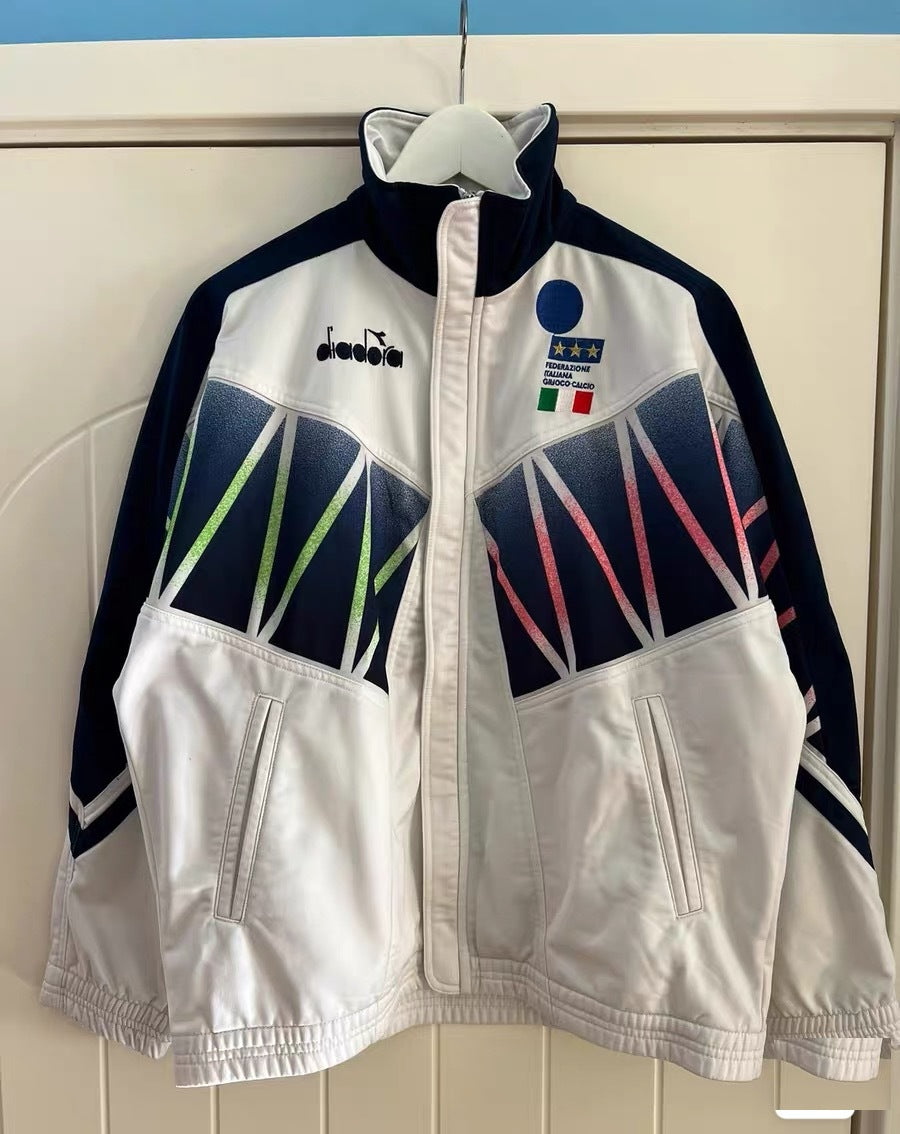 Vintage 1994 Italy National Team Diadora Track Jacket World Cup FIGC White Blue