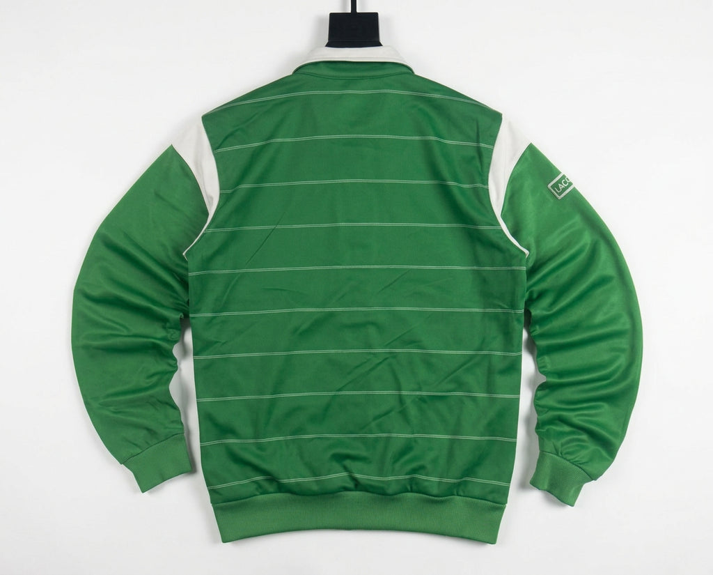 Vintage Lacoste Sport Green Full Zip Track Jacket Embroidered Logo Y2K