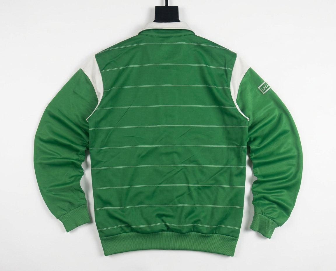 Vintage Lacoste Sport Green Full Zip Track Jacket Embroidered Logo Y2K