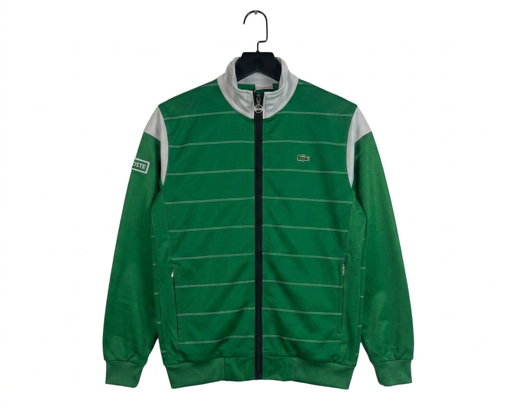 Vintage Lacoste Sport Green Full Zip Track Jacket Embroidered Logo Y2K