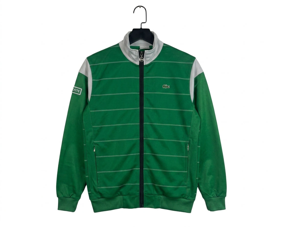 Vintage Lacoste Sport Green Full Zip Track Jacket Embroidered Logo Y2K