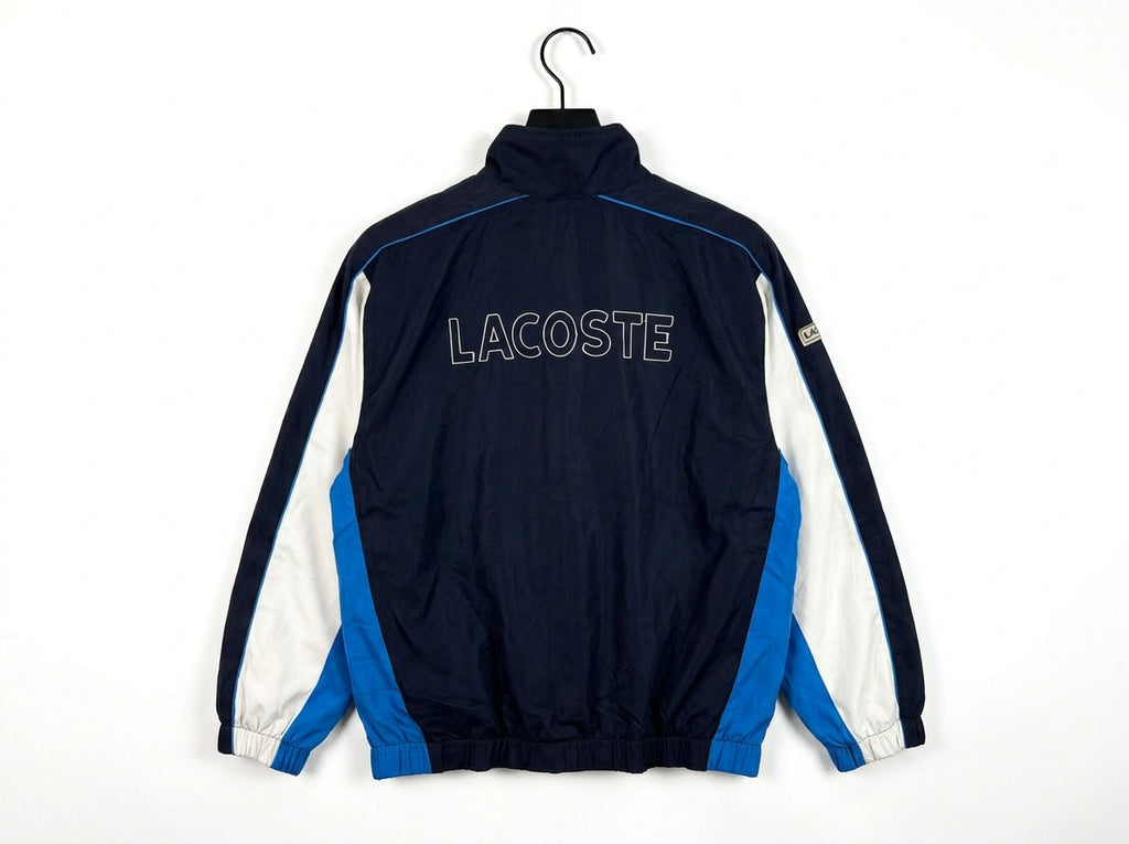 Vintage Lacoste Sport Colour Block Windbreaker Jacket Navy White Blue Full Zip