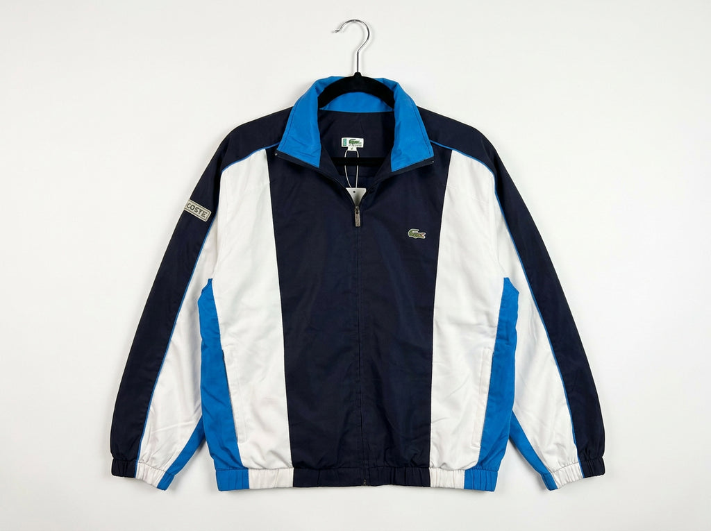 Vintage Lacoste Sport Colour Block Windbreaker Jacket Navy White Blue Full Zip