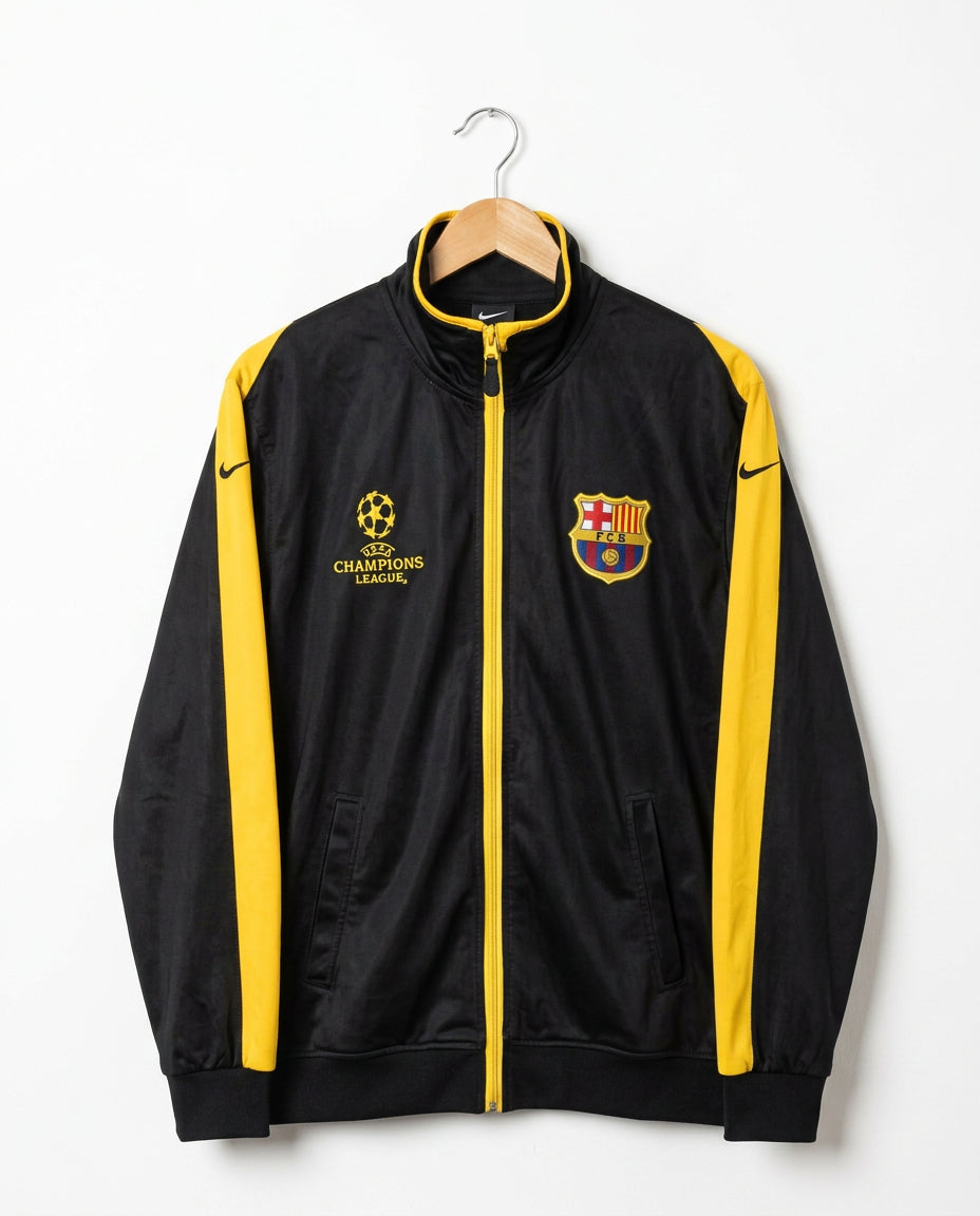 Vintage Nike FC Barcelona UEFA Champions League Track Jacket Black Yellow