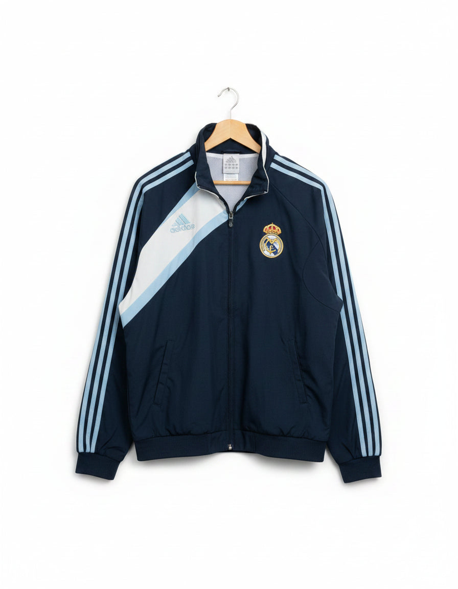 Vintage Adidas Real Madrid Windbreaker Jacket Navy Blue Full Zip