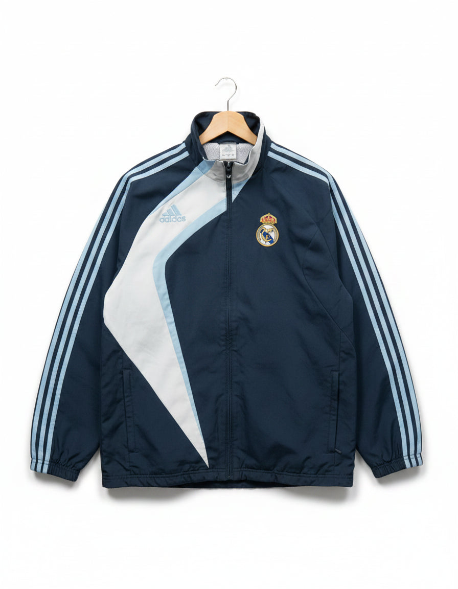 Vintage Adidas Real Madrid Windbreaker Jacket Navy Blue Full Zip