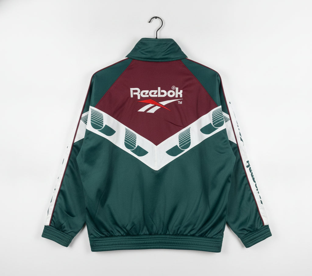 Vintage 90s Reebok Track Jacket Green Burgundy White Big Logo