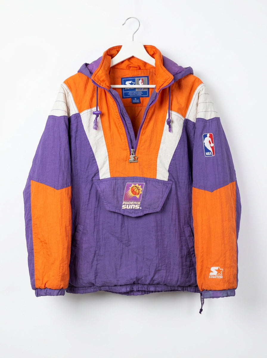 Vintage 90s Starter Phoenix Suns NBA Pullover Jacket Purple Orange
