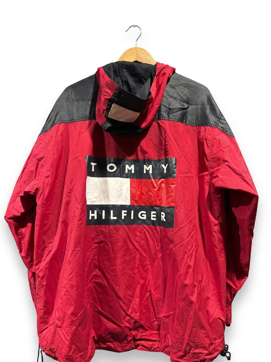 Vintage 1990s Tommy Hilfiger Sailing Gear Hooded Jacket Red/Black