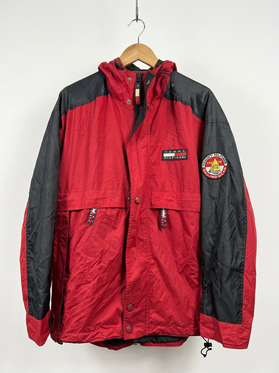 Vintage 1990s Tommy Hilfiger Sailing Gear Hooded Jacket Red/Black