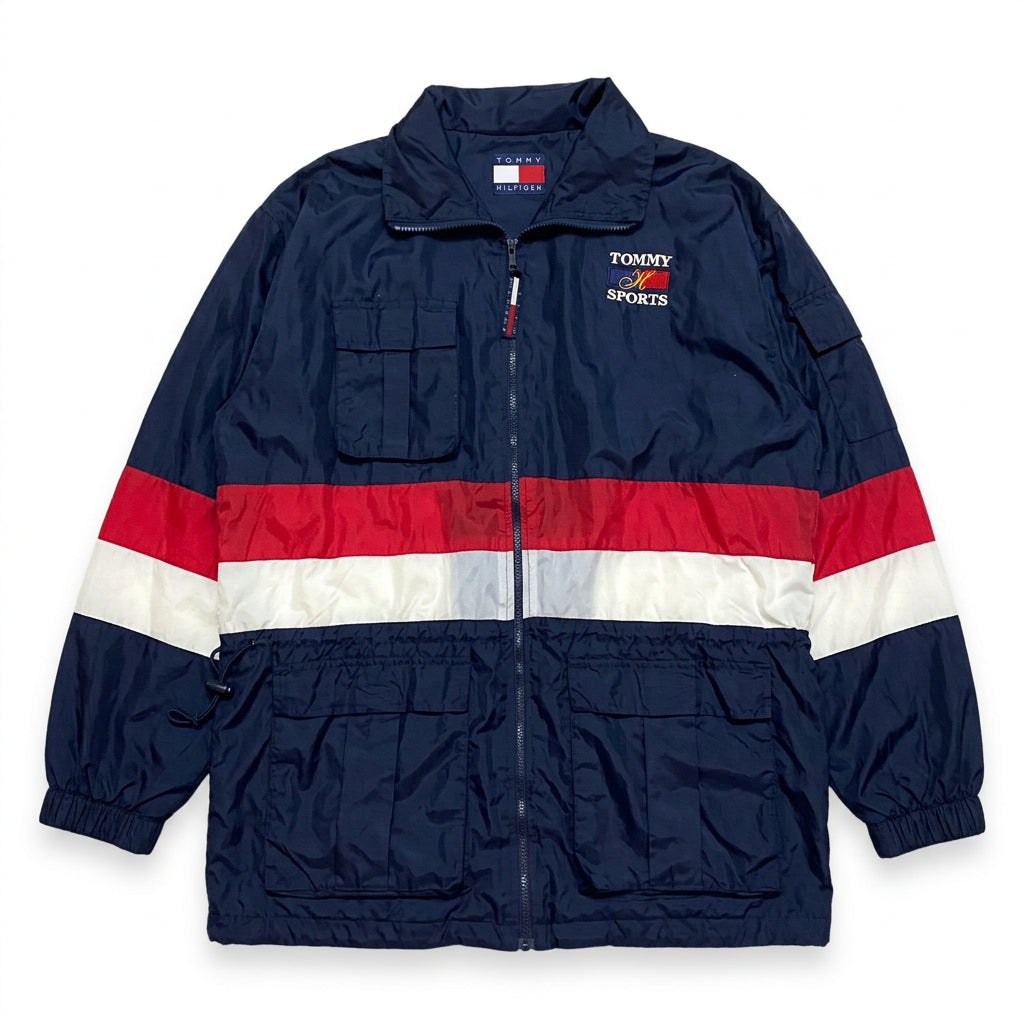 Vintage 90s Tommy Hilfiger Tommy Sports Sailing Windbreaker Jacket Navy Red White
