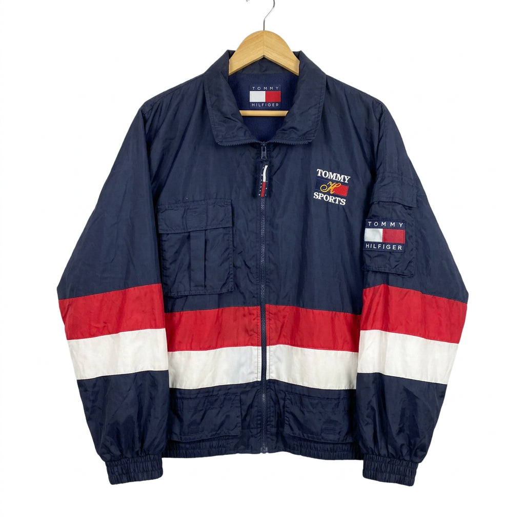 Vintage 90s Tommy Hilfiger Tommy Sports Sailing Windbreaker Jacket Navy Red White
