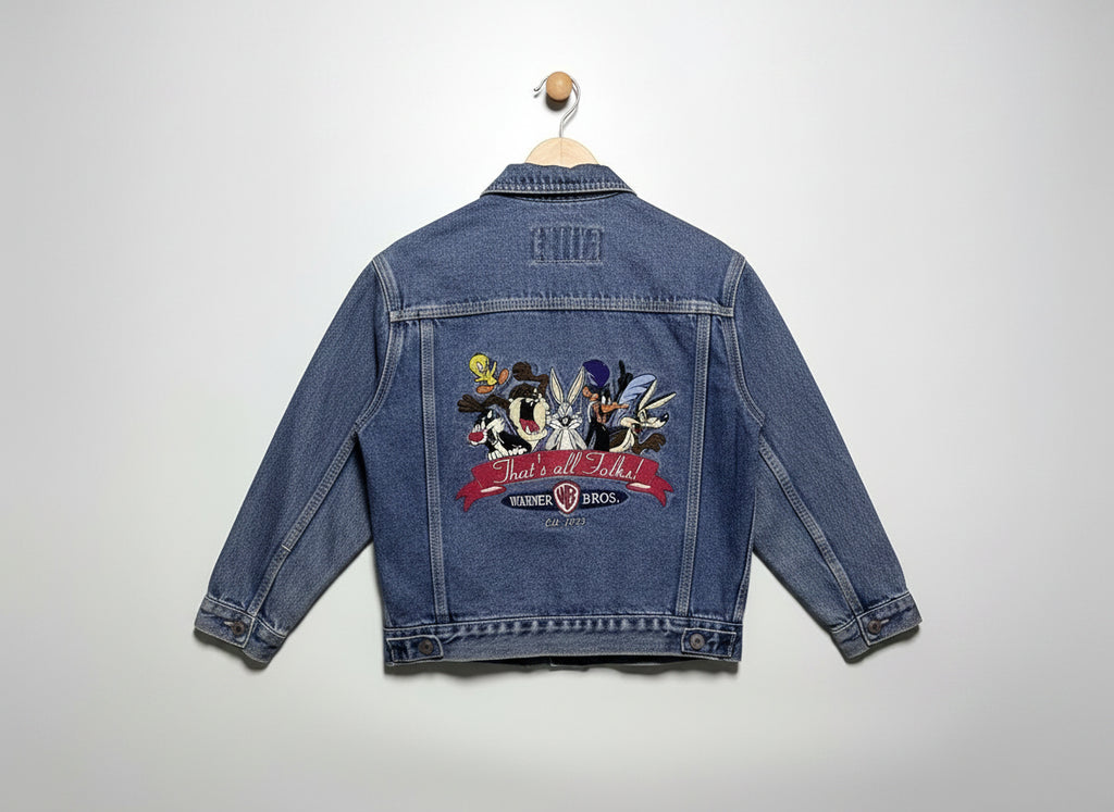 1997 Warner Bros Looney Tunes Embroidered Denim Jacket