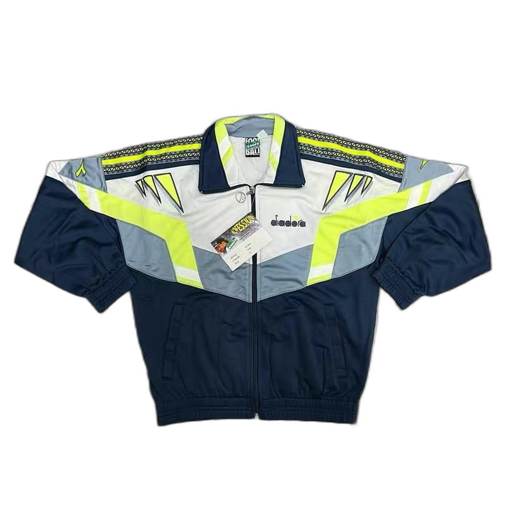 Vintage Diadora 90s Tracksuit Set Deadstock Navy Grey Neon