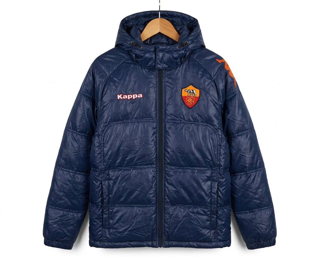 Vintage Kappa AS Roma Hooded Puffer Jacket 2000s Navy