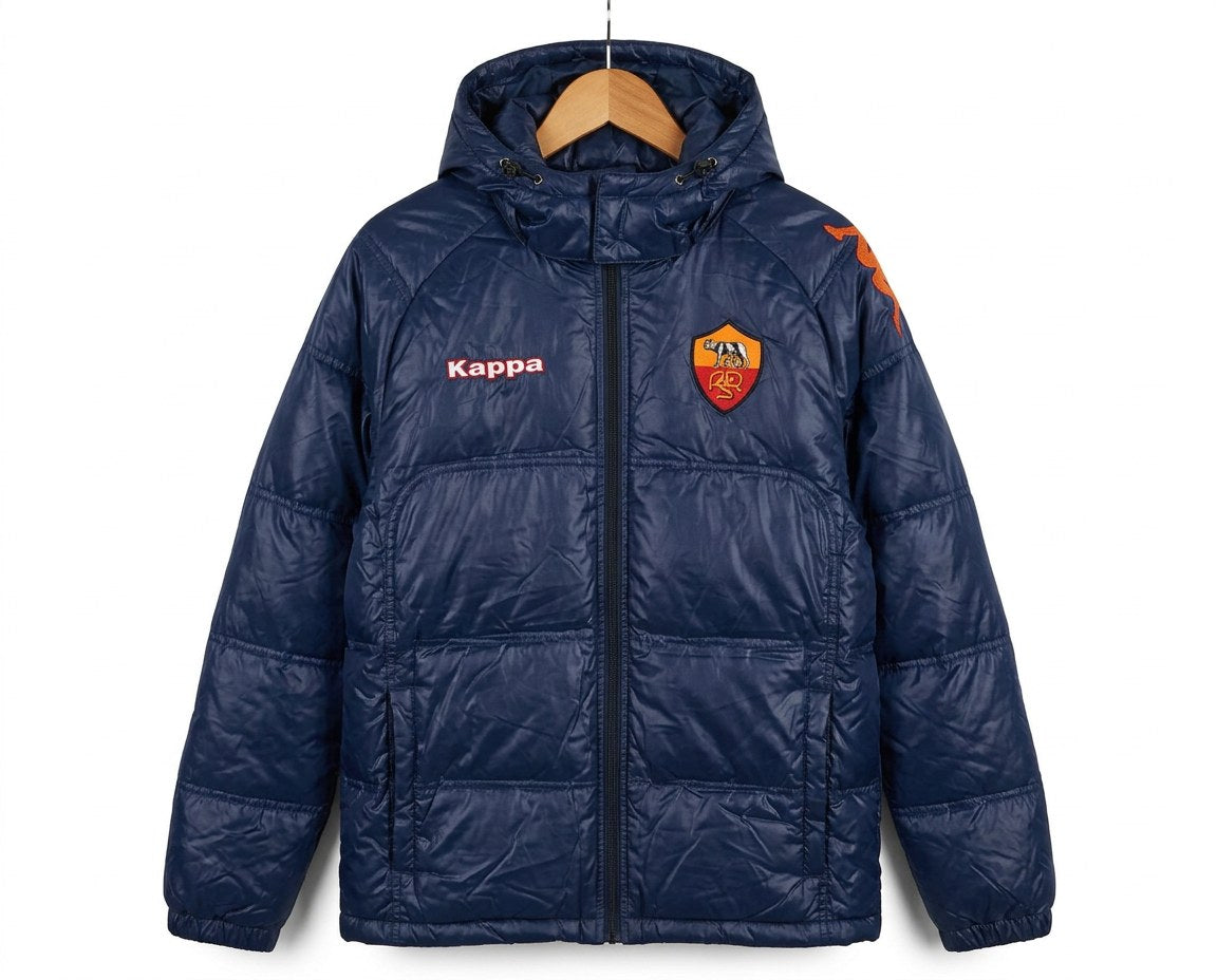 Vintage Kappa AS Roma Hooded Puffer Jacket 2000s Navy